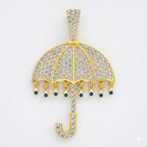 Collier fin personnalisé, design tendance, en argent 925, avec petit pendentif parapluie et diamant de laboratoire, pour enfants - Product Image 1
