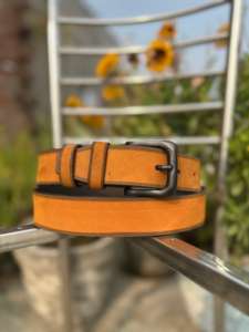 Cinturón Casual de Cuero Vacuno Marrón Hecho a Mano para Hombre con Hebilla de Acero, Construcción Duradera y Aspecto Atemporal - Product Image 3