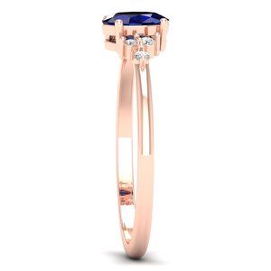 Anillo de Compromiso REYES de Lujo en Oro Sólido de 14K con Moissanita Certificada GRA, Corte Oval Elegante, Gema de Zafiro Azul de 0.5Ct, Anillo de Diseño - Product Image 3