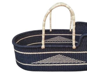 Export modern black patterned high wall seagrass <b>changing</b> <b>basket</b> including rattan <b>changing</b> kid <b>basket</b> with double straps - Product Image 3