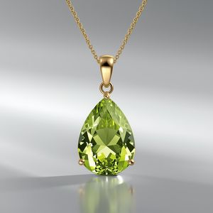 Collar con Colgante de Peridoto en Oro Sólido de 14K, Corte Pera, Gema Verde, Joyería Fina de Lujo con Certificación de Claridad VVS1 para Mujer - Product Image 4