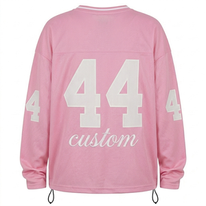 Camiseta de Fútbol Americano Personalizada al por Mayor, Color Rosa Claro, Malla de Poliéster Transpirable, Ropa Deportiva para Hombre y Jóvenes, Nombre y Número Personalizados - Product Image 2