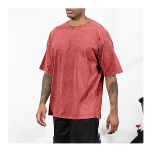 100% Cotton Premium Quality Mens <b>Acid</b> Washed Letter Pattern Oversized <b>Drop</b> Shoulder T-Shirts - Product Image 3