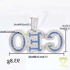 Custom CEO Letter Pendant Moissanite <b>Iced</b> <b>Out</b> Hip Hop 18k Gold Plated Necklace Blue Stone Bling <b>Chain</b> Jewelry Gift - Product Image 4