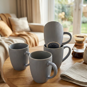 <b>Slate</b> Blue Glazed Ceramic Mug Set of 4 400/600ml Capacity Microwave Safe Sublimation Printing Custom Tea Mug with Gift Box - Product Image 4