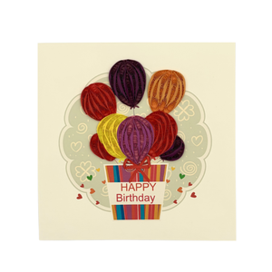 Colorful Quilling Card <b>Balloon</b> Birthday Card With Striped Basket And Red Bow Rectangle Quilled Card Cardstock Greeting Card - Product Image 1