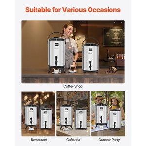 Dispenser Termico per Bevande in Acciaio Inox da 12L/3,2 Galloni con Rubinetto e Display della Temperatura per Bevande Calde - Product Image 6