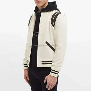 Veste Teddy classique à rayures sur les épaules, en cuir de haute qualité, en laine, veste universitaire personnalisée - Product Image 3