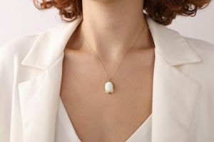 Collar con Colgante de Madreperla, Plata de Ley 925, Chapado en Oro de 14K, Joyería para Niñas y Mujeres, Regalo - Product Image 6