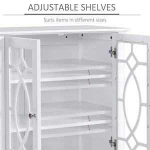 Credenza Moderna Bianca con Vetrina per Cucina e Soggiorno, Doppie Ante in Vetro, Ripiani Regolabili, Base Rialzata per Villa - Product Image 6