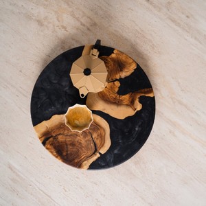 Round Wooden Lazy Susan Handmade Natural Wood Grain Design Minimalist Style Party Dishes & Plates - Product Image 5