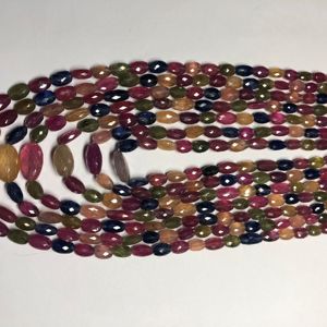 Perles ovales facettées en verre naturel rempli de saphirs multicolores de 8 mm et 10 mm, certifiées IGI, pour la fabrication de bijoux, colliers et bracelets - Product Image 2