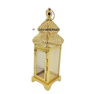 Farol de Metal Dorado Elegante para Decoración del Hogar y Jardín, Faroles Colgantes Hechos a Mano para Velas - Product Image 1