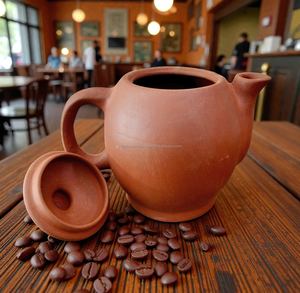 Théière en terre cuite de conception Japandi écologique de 1000 ml, faite à la main, durable, taille personnalisable, rougeâtre, ensembles de thé et de café - Product Image 4