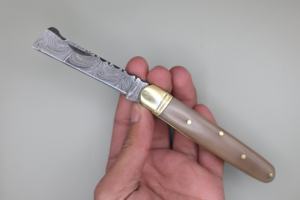 Couteau de poche pliant à lame droite en acier Damas de qualité industrielle supérieure avec garantie de 3 ans, prix d'usine - Product Image 3