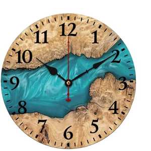 Horloge murale en bois et résine époxy blanche faite à la main, style sommet de montagne, bord brut en bois d'olivier, horloge ronde silencieuse pour décoration minimaliste - Product Image 6
