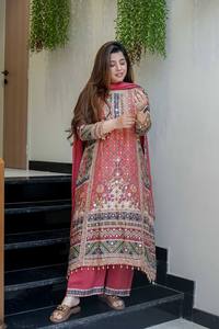 Ensemble indien pakistanais pour femmes, haut et bas brodés et dupatta, tenue salwar kameez, robe de soirée - Product Image 1