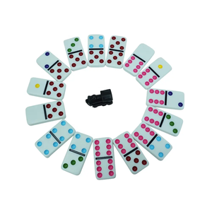 Resin Craft Dominoes <b>dice</b> Color 28 Piece Aluminum Alloy Portable Domino Game <b>Set</b> for Family Fun Time - Product Image 6