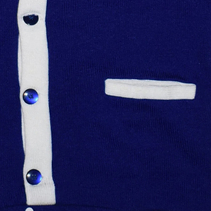 Women's Blue V-Neck Cardigan Full Sleeve Preppy Style 100% Acrylic Knitted Button Closure Autumn Wear - Product Image 2