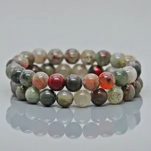 Natural African Bloodstone 8mm Smooth Round Gemstone <b>Beads</b> Strand For Jewelry Making Wholesale Bulk Supply - Product Image 2