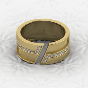 18k Gold Plated 925 Silver 10mm Wide Band Cluster <b>Blank</b> Bezel Adjustable <b>Ring</b> CZ Setting DIY Breastmilk Ashes Jewelry Findings - Product Image 1