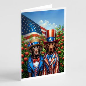 All American Labrador Retriever Whimsical A7 Carte de vœux Pack de 8 cartes vierges avec enveloppes Taille 5x7 - Product Image 1