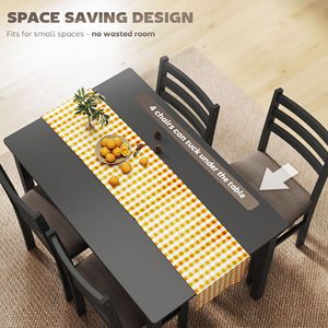 Juego de Mesa de Cocina Estilo Rústico Negro de 5 Piezas para 4 Personas, Incluye Sillas Tapizadas y Patas de Madera de Caucho - Product Image 6