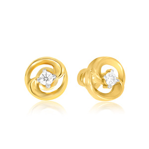 14K Yellow Gold Twisted <b>Knot</b> Round Lab Grown Diamond Stud <b>Earrings</b> Minimalist Fine Jewelry for Women Wholesale - Product Image 2