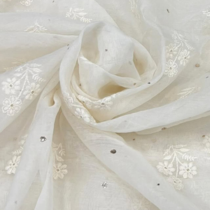 High Quality Sequin Embroidery Fabric 3D Floral Lace Fabric for Evening Dress Wedding Gown Garment - Product Image 3