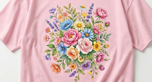 Camiseta de Hombre con Logotipo Personalizado Bordado Floral Rosa, Cuello Redondo, Manga Corta, Tejido de Algodón, Suave, Informal, para Uso Diario - Product Image 4