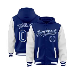 Chaqueta Letterman con capucha personalizada de primera calidad, estilo urbano, para hombre, con bordado y patchwork, estilo universitario, tipo bomber. - Product Image 2