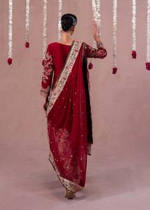 Ensemble de costume Sharara brodé pour femmes avec dupatta en faux Georgette, tenue de mariage et de fête Salwar Kameez - Product Image 5