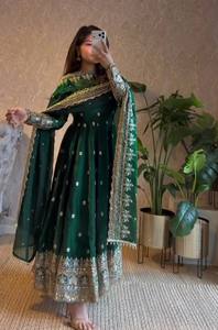Traje Anarkali de Diseñador para Mujer, Salwar Kameez Bordado para Fiesta con Dupatta, Vestido Étnico Indio Festivo para Boda - Product Image 3