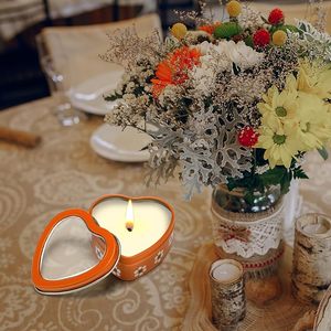 Heart Shape Candle Tin with Lid Decorative Metal Candle Container Orange Floral Design Reusable Storage <b>Box</b> for Gifts Home Decor - Product Image 2
