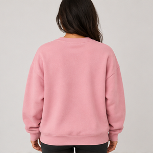 เสื้อสเวตเชิ้ตคอกลมทรงโอเวอร์ไซส์ แขนยาว สีชมพูอมเทา หลากสี สำหรับผู้หญิง สกรีนโลโก้ได้ ขายส่ง - Product Image 3