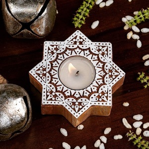 Natural Wooden <b>Tealight</b> Candle <b>Holder</b> Handmade Rustic Candle Stand Decorative Accent for Living Room and Bedroom - Product Image 5