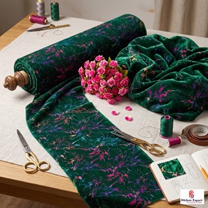 Tissu en velours imprimé à la feuille métallisée multicolore sur mesure, vêtements de luxe, textile de maison, fabricant de tissus personnalisés OEM ODM - Product Image 2