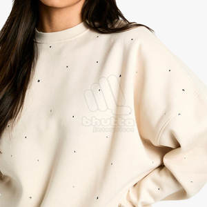 Sweat-shirt pour femme avec strass, tendance glamour, avec logo sur le devant, pour tenues décontractées et événements nocturnes - Product Image 3