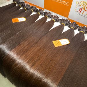 Extensions de cheveux humains vierges vietnamiens non traités, cuticules alignées, lisses comme des baguettes, pointes brunes, matière première brute, lot combiné, perruque - Product Image 6