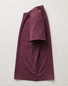 เสื้อยืดแขนสั้นสีแดงเบอร์กันดีสำหรับผู้ชาย ทรงปกติ สีพื้น ลำลอง คอกลม ผ้าถักเนื้อเจอร์ซีย์ ผ้าฝ้าย - Product Image 5