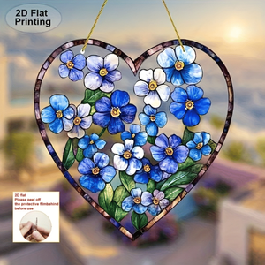CIFbuy Acchiappasole Artigianale in Acrilico Blu con Cuore Floreale Stile Vetro Colorato, Decorazione da Parete per Casa e Giardino, Regalo in Cristallo - Product Image 5
