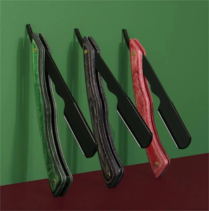 Rasoir de barbier professionnel pour hommes, rasoir droit à lame affûtée, rasage, toilettage, acier inoxydable, manche en bois avec logo personnalisé - Product Image 4