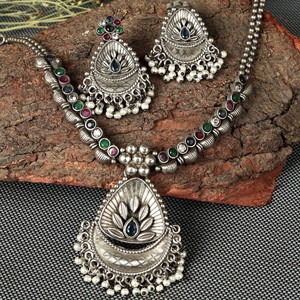 Bohemian Bridal <b>Necklace</b> Earring Set Bezel Setting Zircon Gold Plated Ethnic Tribal Flower Wedding Anniversary Engagement - Product Image 4