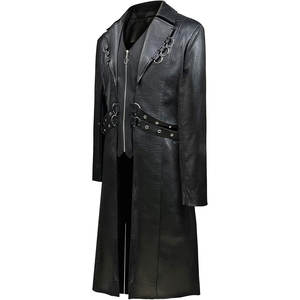 Manteau long noir en similicuir pour homme, style motard gothique punk, collection 2026 - Product Image 3