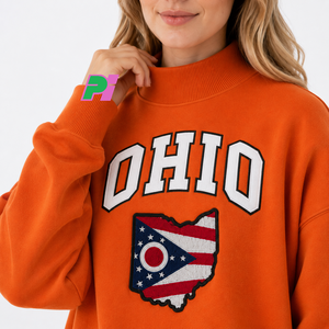 Sudadera de Cuello Alto para Mujer OHIO, Sudadera de Invierno de Alta Calidad con Letras Aplicadas Personalizadas - Product Image 6