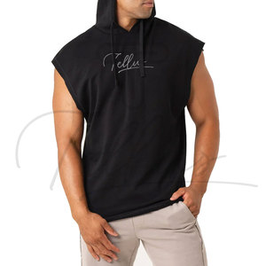 Débardeurs à capuche pour hommes, débardeurs de sport pour musculation, t-shirts stringer débardeurs à découpes, sweats à capuche sans manches pour hommes - Product Image 4