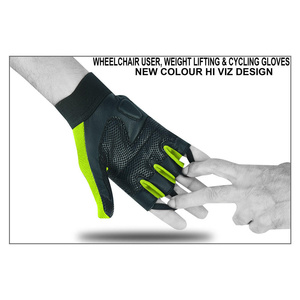 High Performance Wheelchair User Half Finger Cycling Gloves Green Sheep Grain Leather Gym & Sports Use Custom Logo - Product Image 4