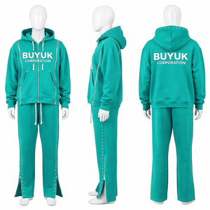 Sudadera con capucha de chándal de alta calidad, personalizada, estilo urbano de otoño, ecológica, ligera, con lavado ácido, lisa, sin estampado, estilo hip hop con remaches - Product Image 6