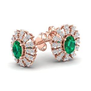 REYES New Design 14K 18K Solid Gold Oval Cut 0.73 Carat <b>Emerald</b> Gemstone with Diamond Screw Back <b>Stud</b> Earrings Fine Jewelry - Product Image 5