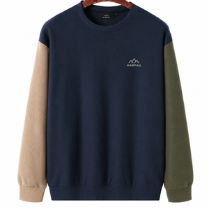 เสื้อสเวตเชิ้ตคอกลมถักสำหรับผู้ชาย WARPRO สีพื้น ปักโลโก้ สวมใส่สบายๆ ในฤดูใบไม้ร่วง ทรงปกติ - Product Image 1